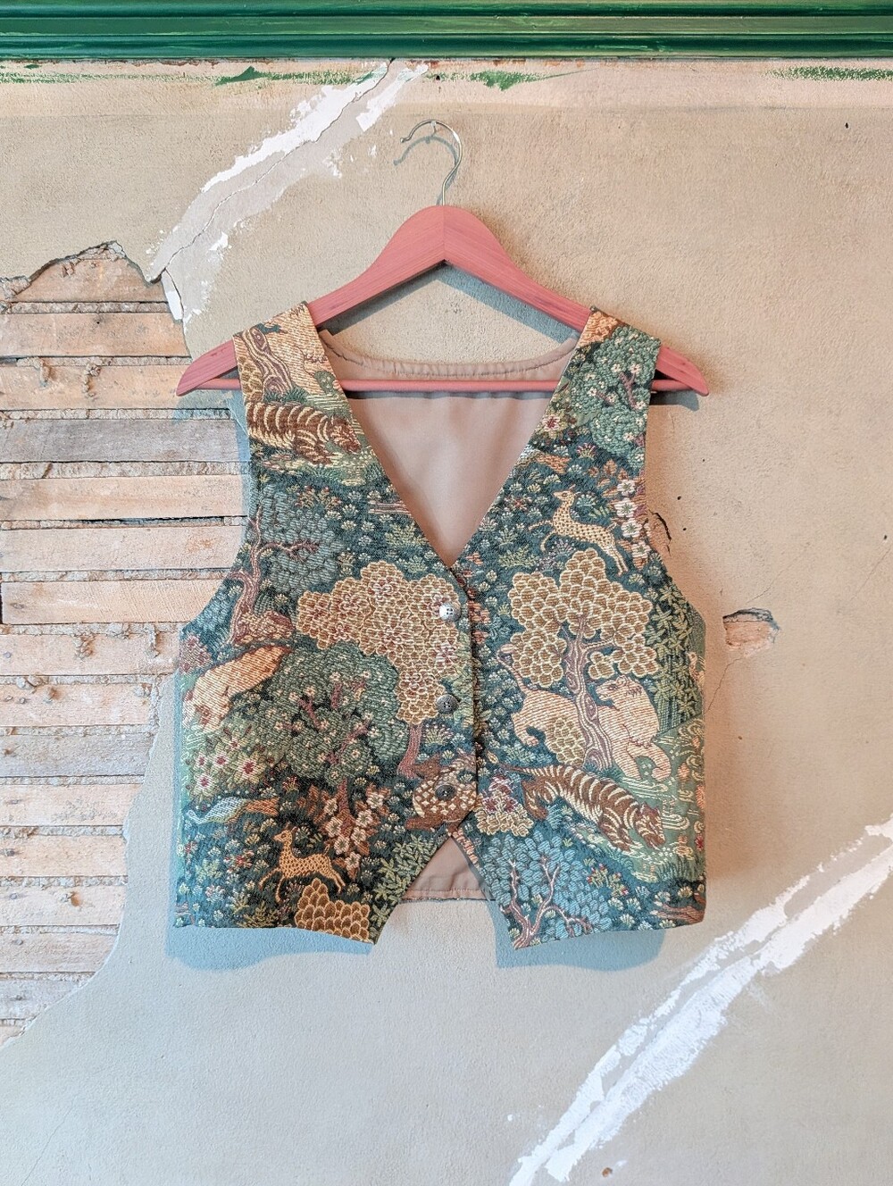 Handmade Vintage Fantasy Forest Brocade Vest